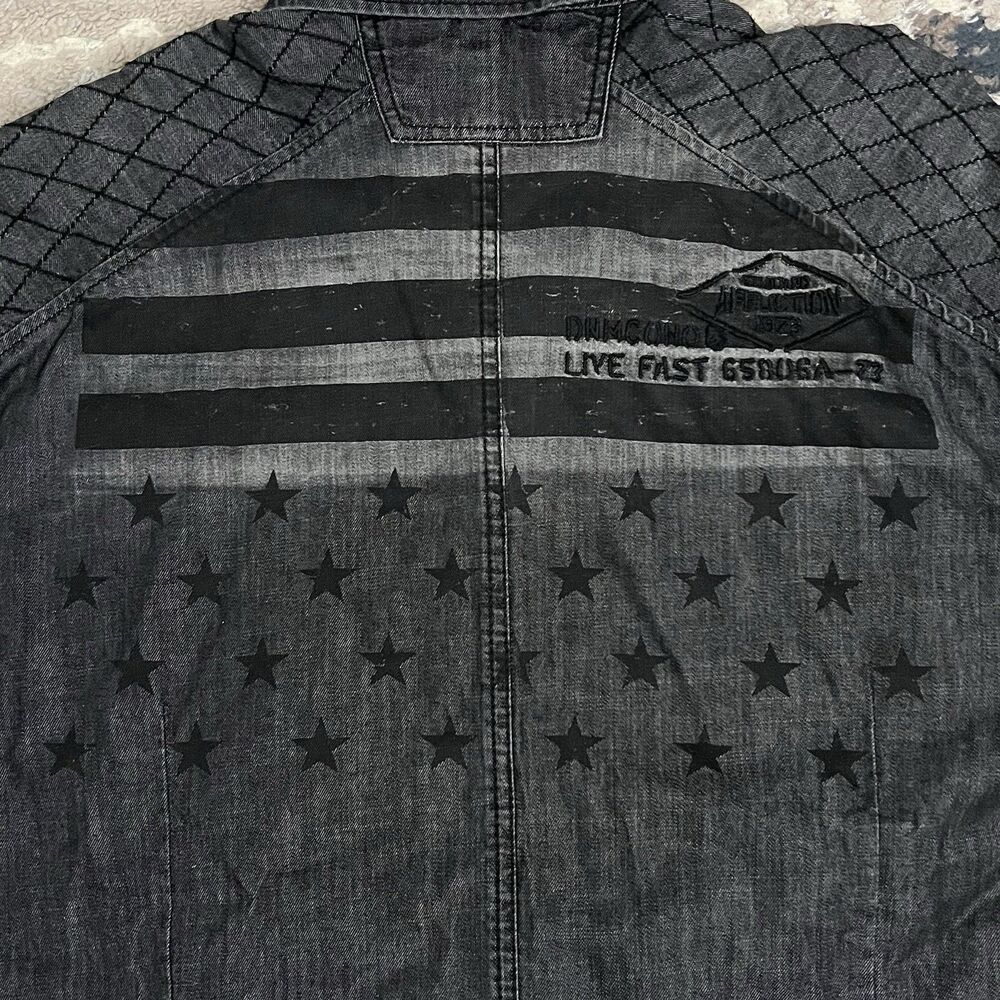 Affliction Live Fast A73 Button Up Shirt Mens 3XL Distressed Diamond Stitch Y2K - Picture 12 of 15